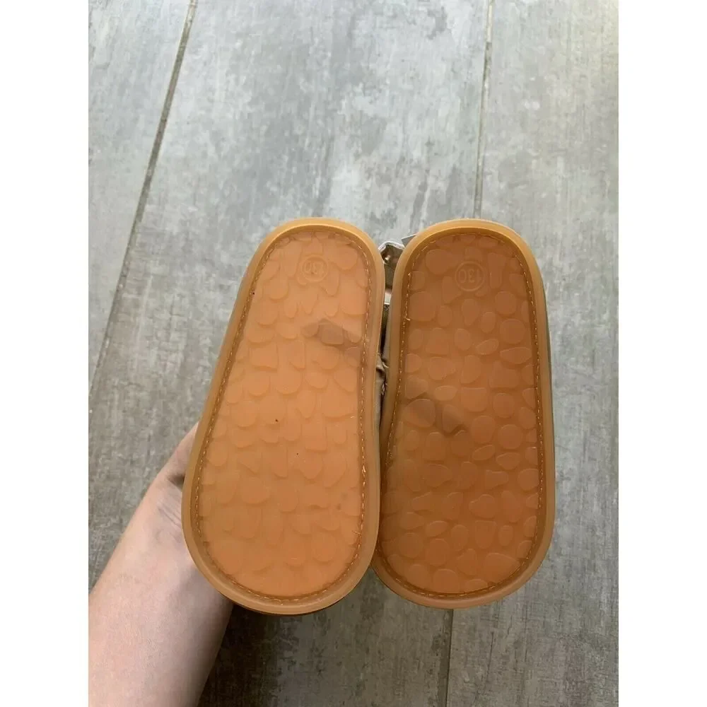 Baby Girl Gold Star Glitter Rubber Sole Sandals Summer Shoes NEW 12-18 Months